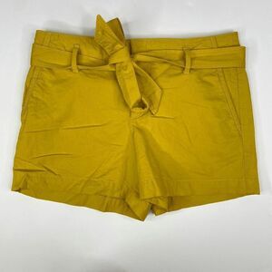 Loft Ann Taylor Womens Shorts Cotton Pockets Tie Waist Mustard Yellow Size 2